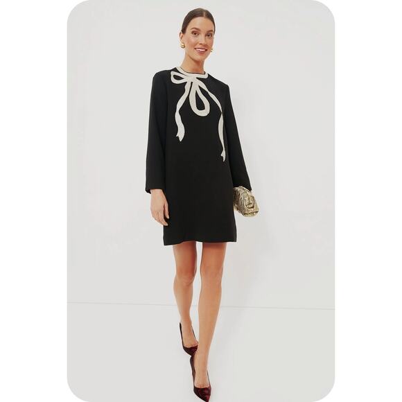 Tuckernuck Black Bow Mini Jamie Dress sz L Large Women's NWT Cream Sequin A-Line - Picture 1 of 11